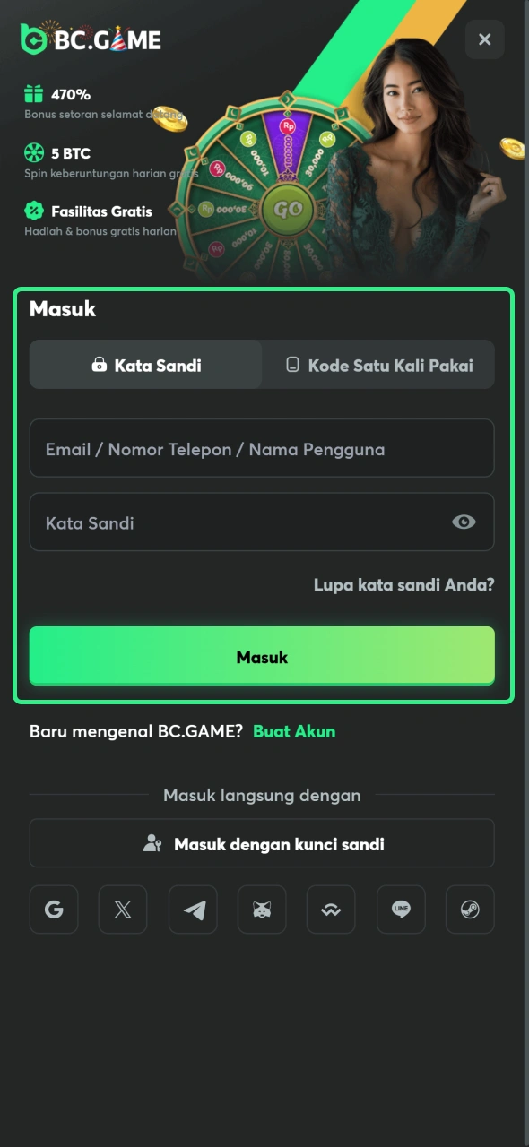 Masuk ke profil BC Game Anda.