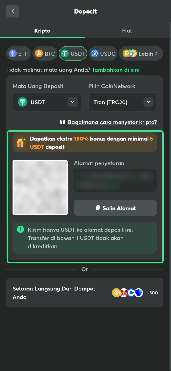 Lakukan deposit di BC Game sebelum bermain slot.