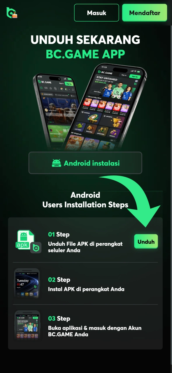 Ikuti langkah-langkah di halaman BC Game ini.