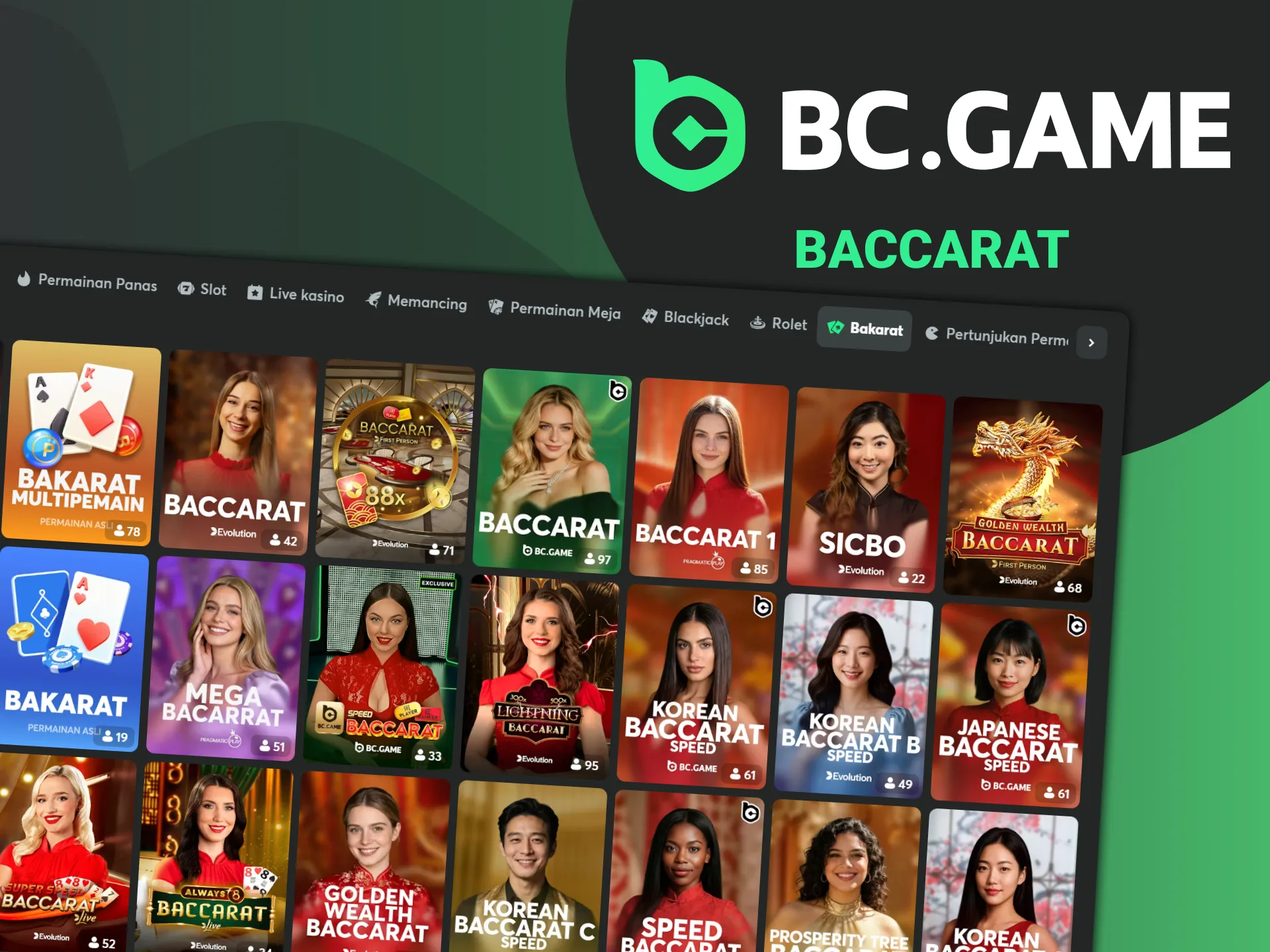 BC Game menyediakan pengalaman Baccarat yang mendebarkan dengan aturan sederhana dan permainan yang cepat.