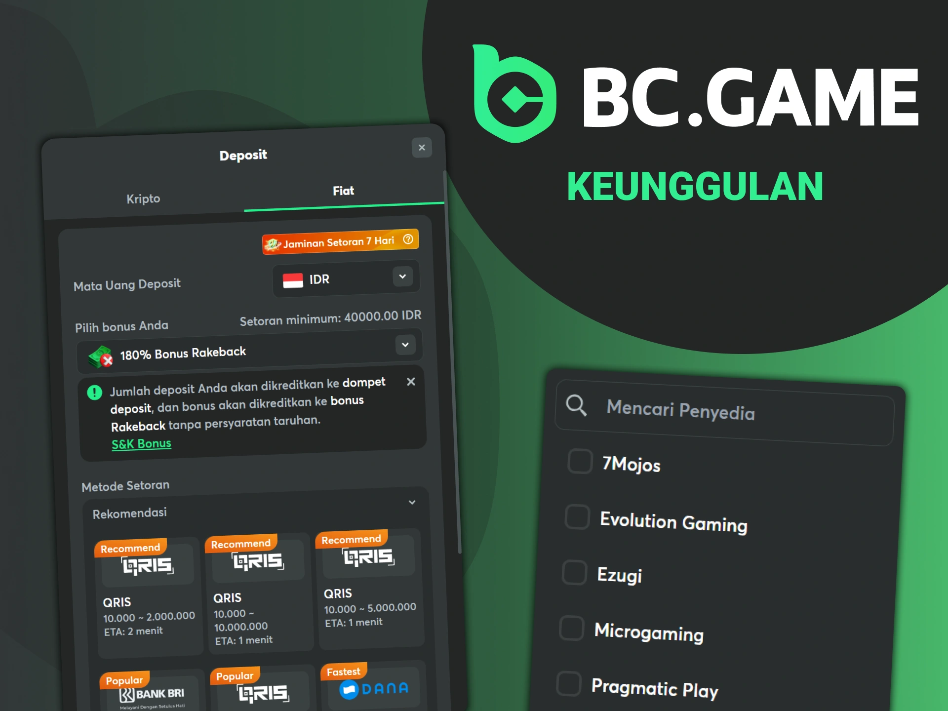 Temukan fitur dan keunggulan utama dari platform kasino langsung BC Game yang imersif.