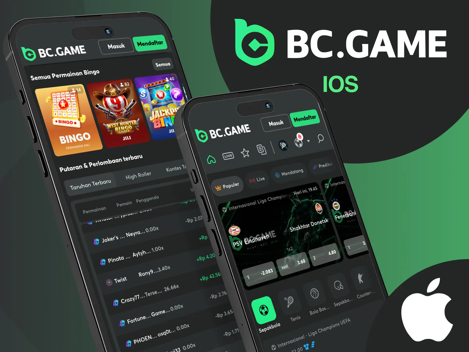 Aplikasi BC Game telah memastikan kompatibilitas yang sempurna dengan perangkat iOS apa pun.