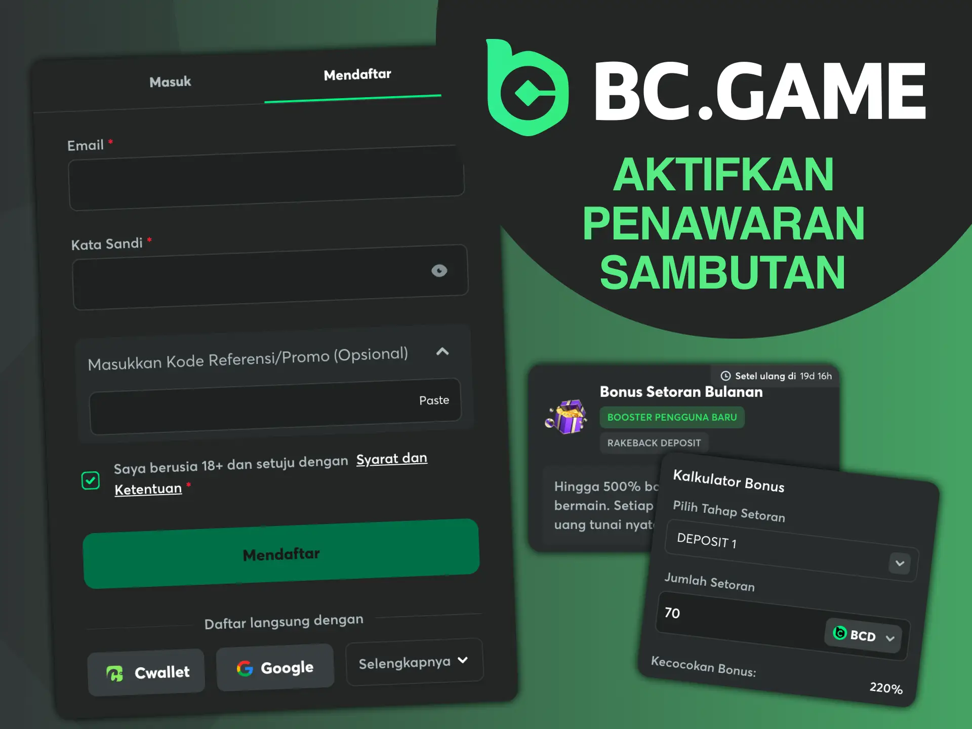 Begitulah cara Anda mendapatkan bonus sambutan di platform BC Game.