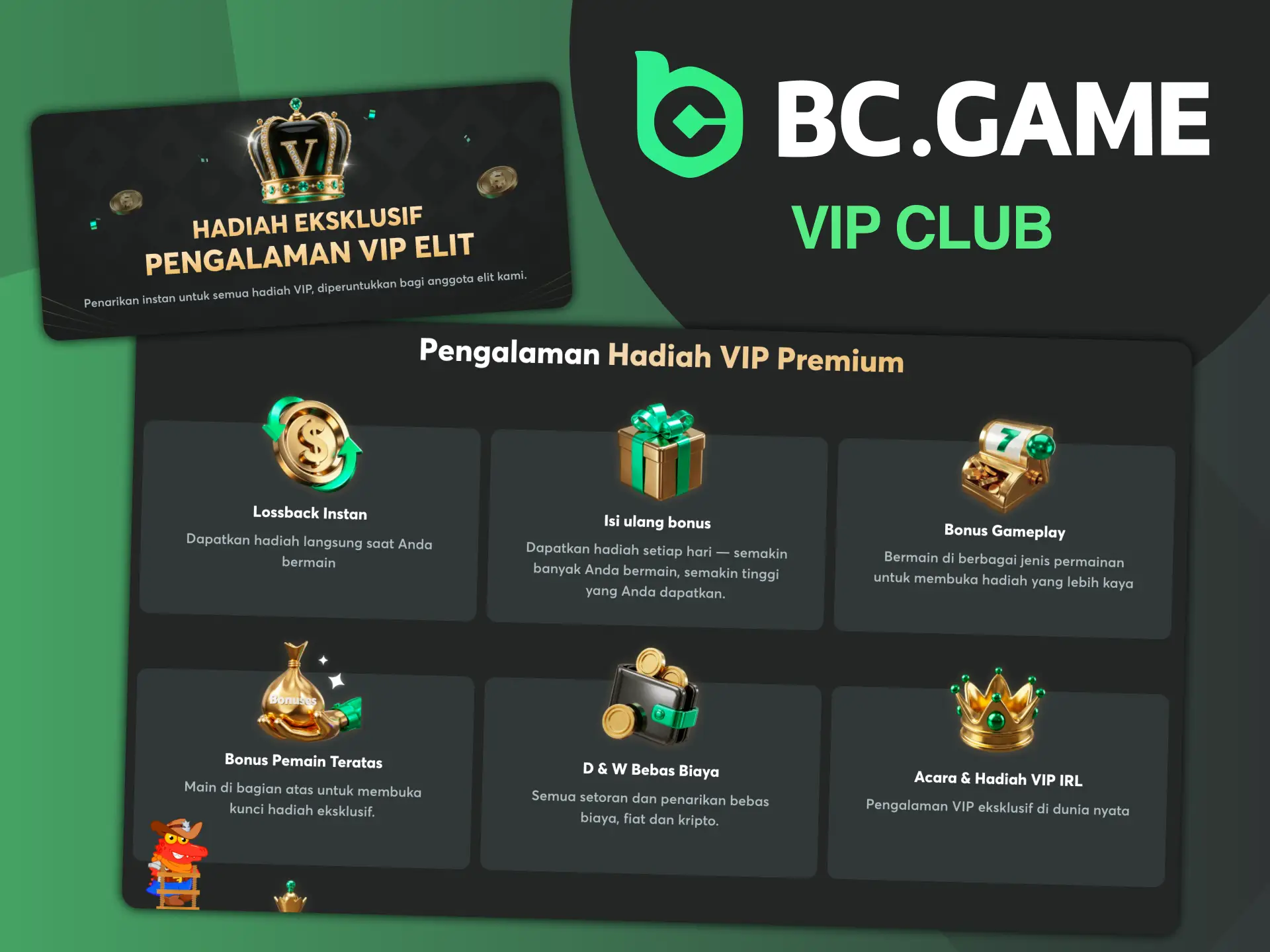 Klub VIP di platform BC Game untuk pelanggan baru dan pelanggan setia.