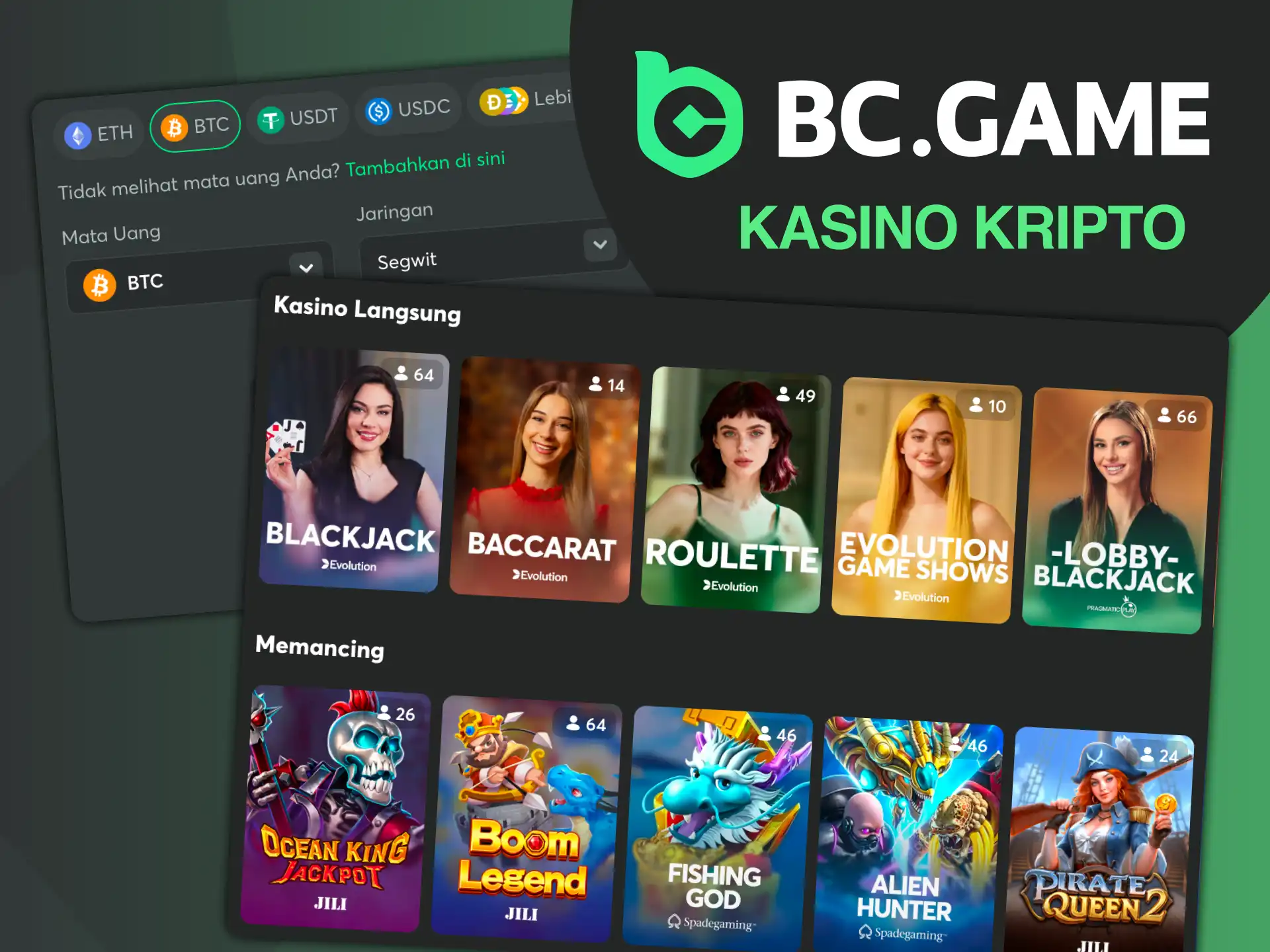 Di BC Game, Anda akan menemukan berbagai macam metode mata uang kripto yang andal.