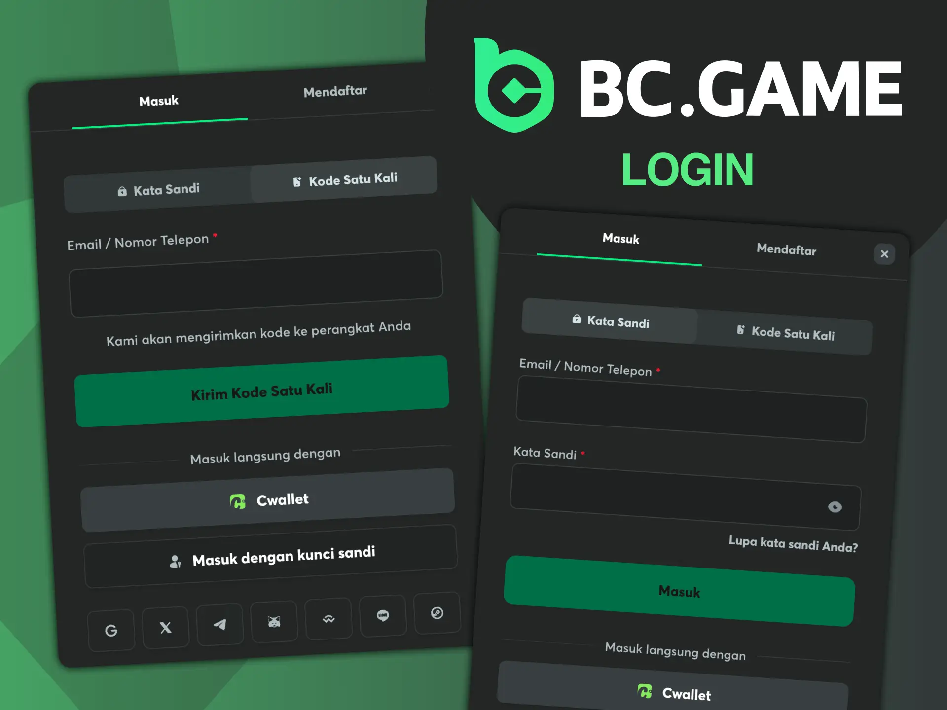 Cara masuk ke akun permainan pribadi Anda di kasino BC Game.