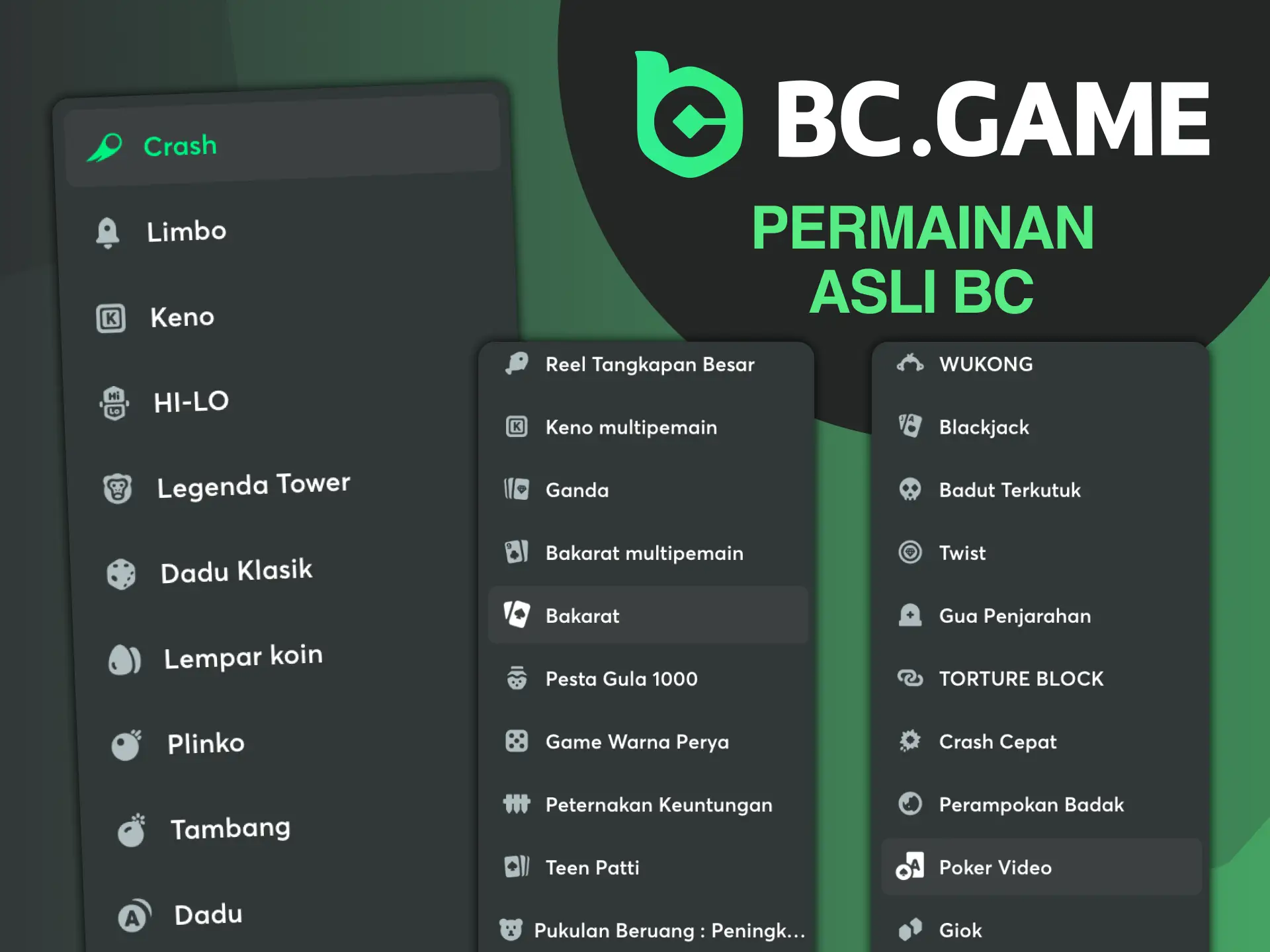 Di BC Game, kami menyediakan permainan kasino berkualitas yang unik dan tidak tersedia di platform lain.