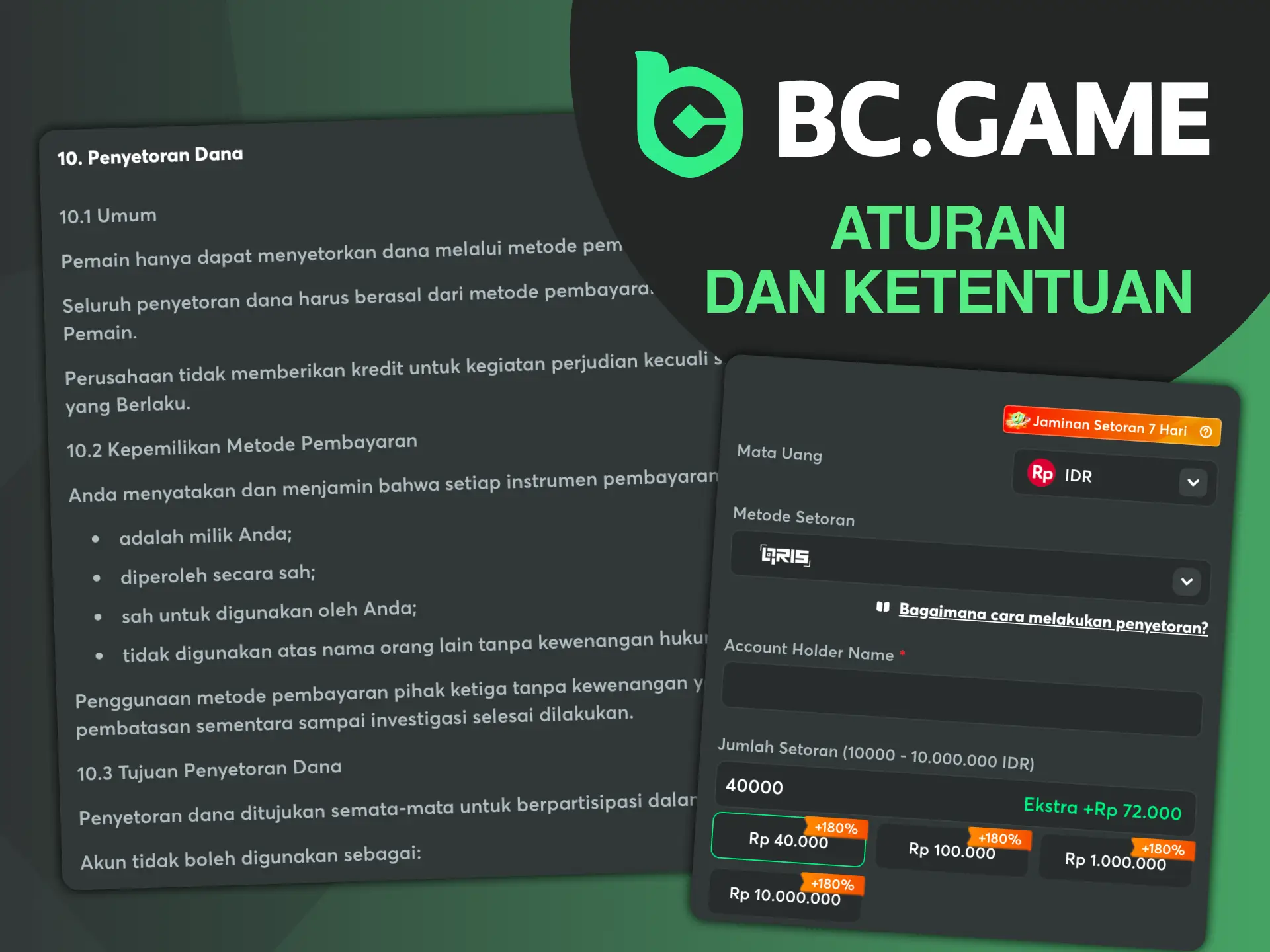 Penting untuk mengikuti aturan agar berhasil melakukan deposit di BC Game.