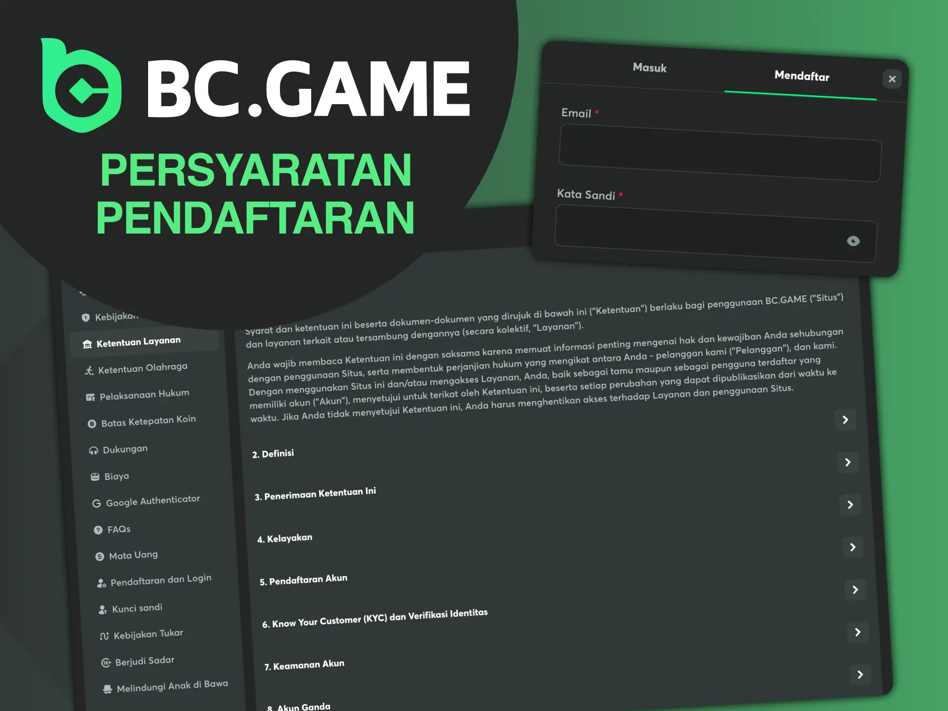 Persyaratan untuk berhasil menyelesaikan proses pendaftaran di BC Game.