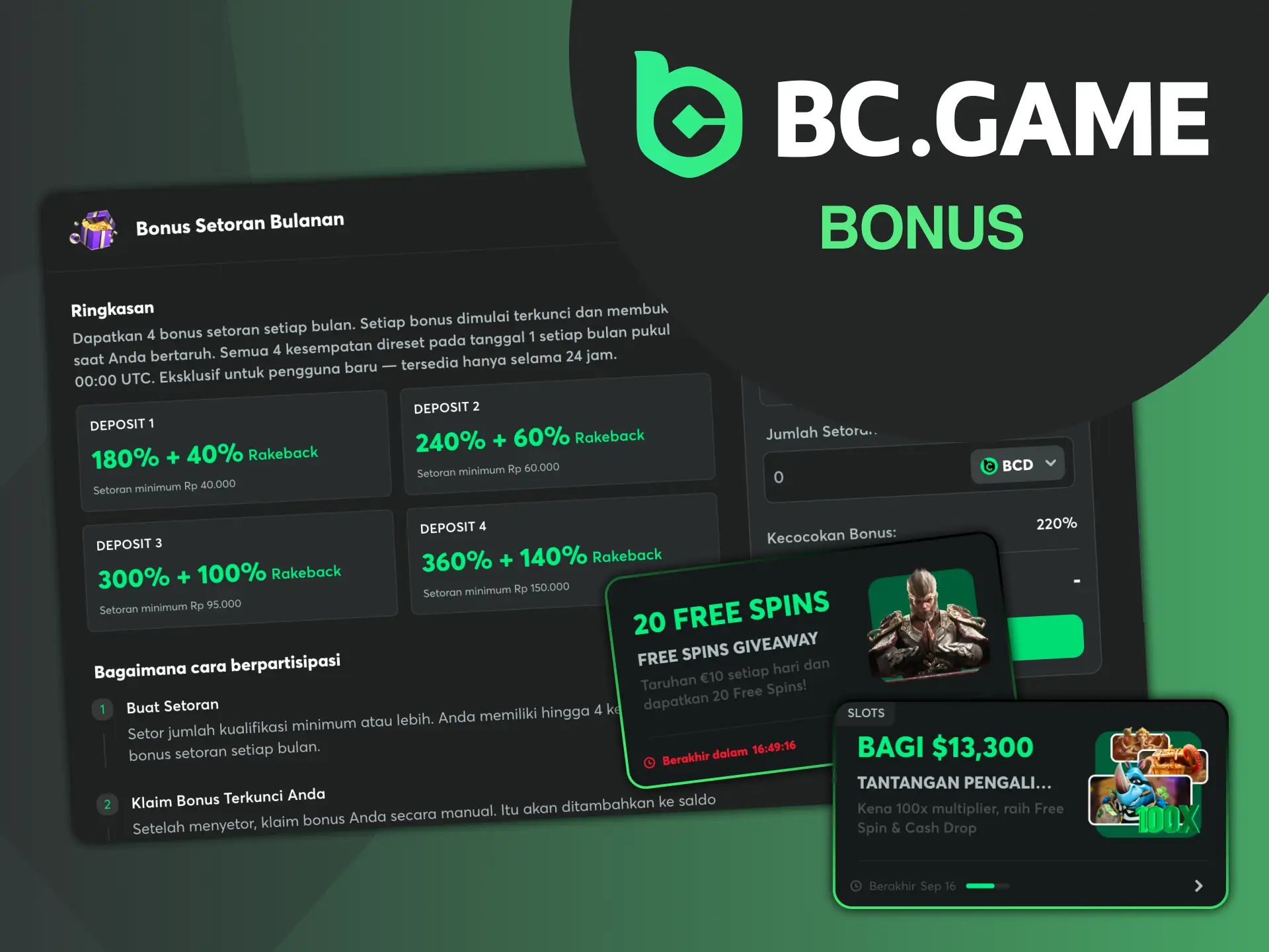 Klaim bonus slot BC Game khusus pemain baru dan setia.
