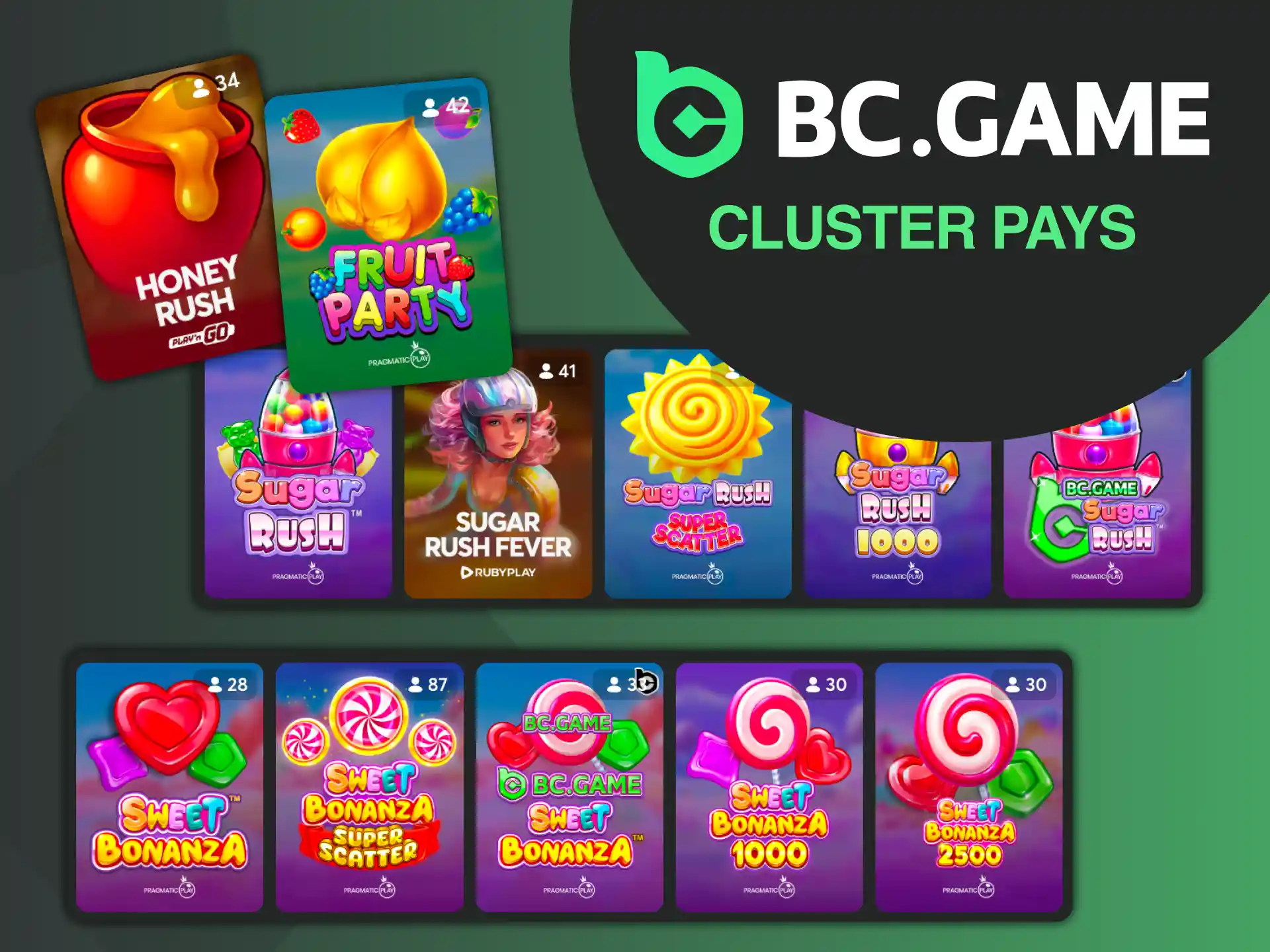 Mainkan jenis mesin slot Cluster Pays yang menyenangkan di BC Game.