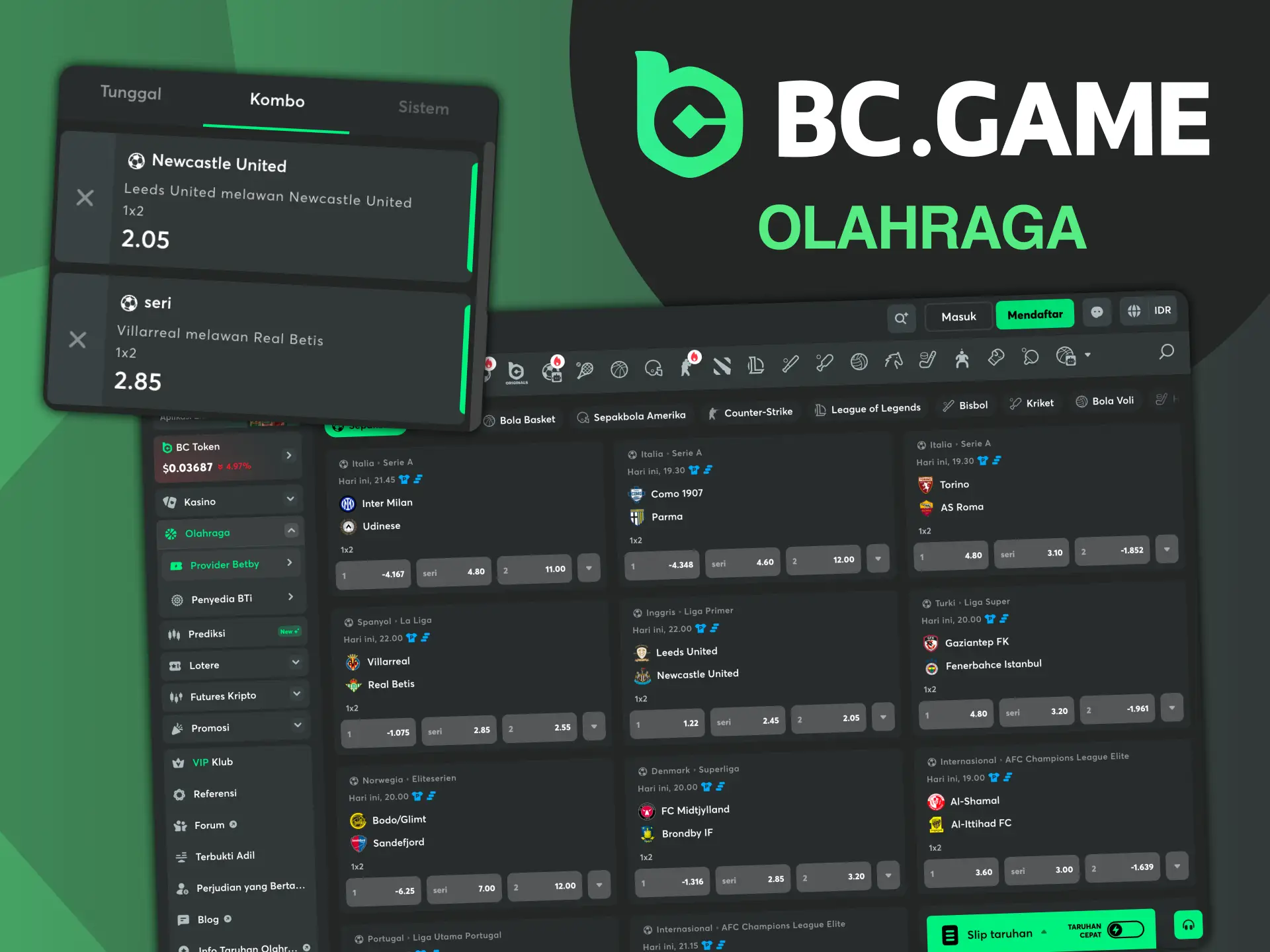 Pasang taruhan olahraga Anda di BC Game.