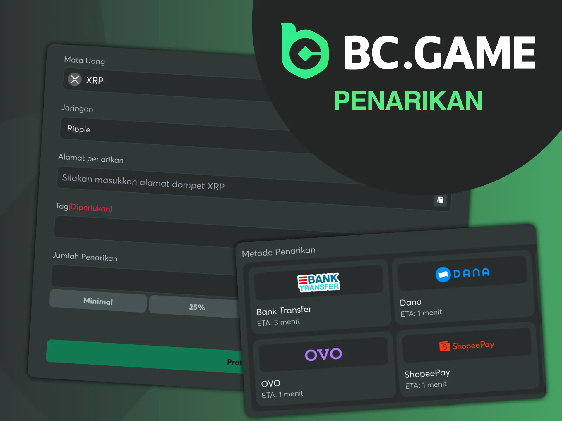 Dengan BC Game, mencairkan kemenangan Anda dengan cepat dan aman.