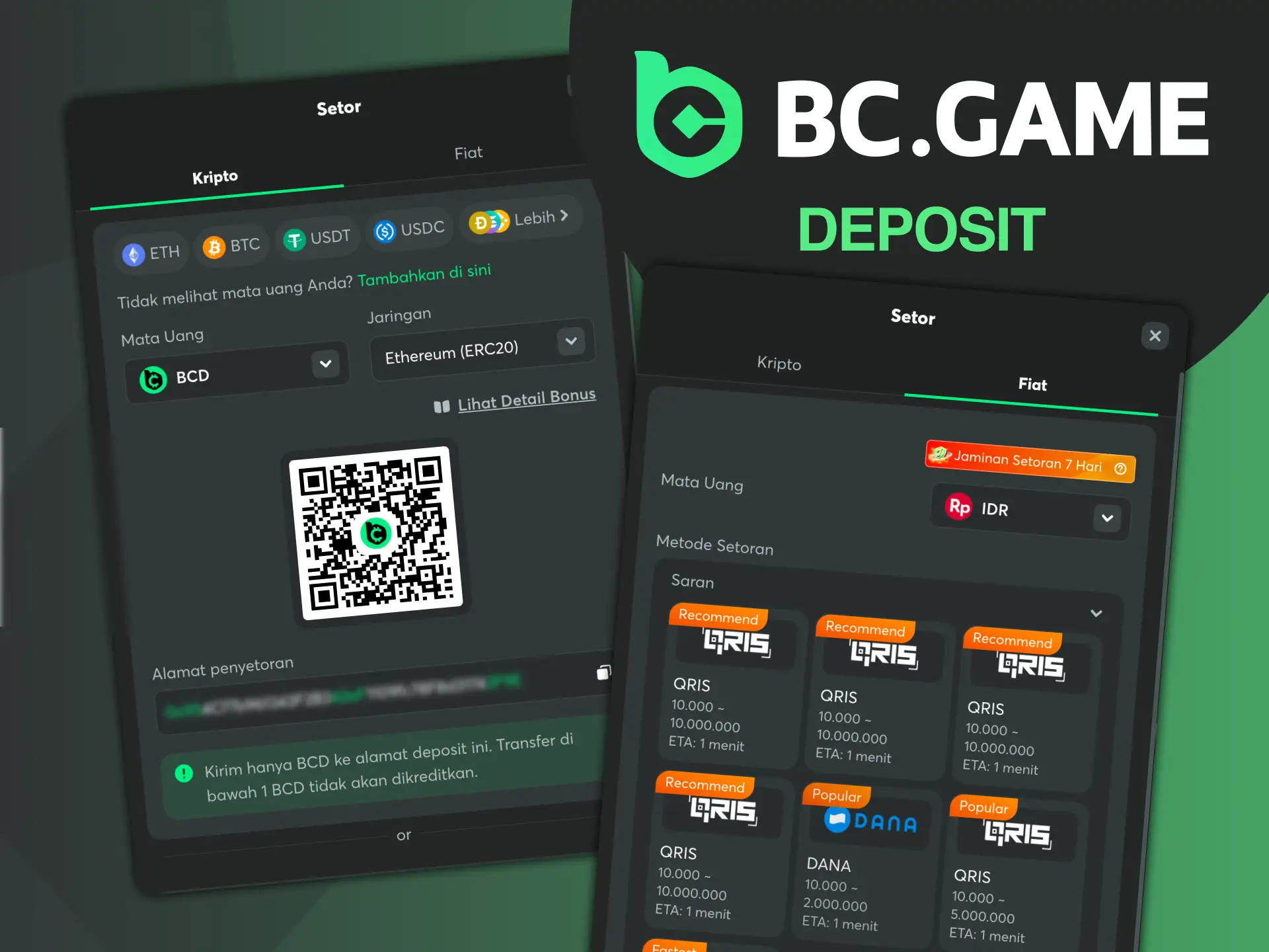 Gunakan petunjuk langkah demi langkah universal tentang cara menambah saldo game Anda di BC Game dan melakukan deposit.