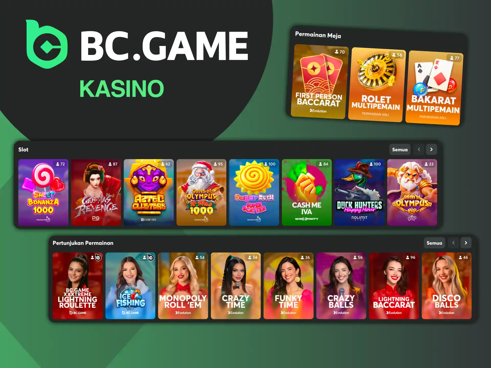 Masuk ke platform BC Game dan manfaatkan perpustakaan game yang berisi lebih dari 5.000 judul.