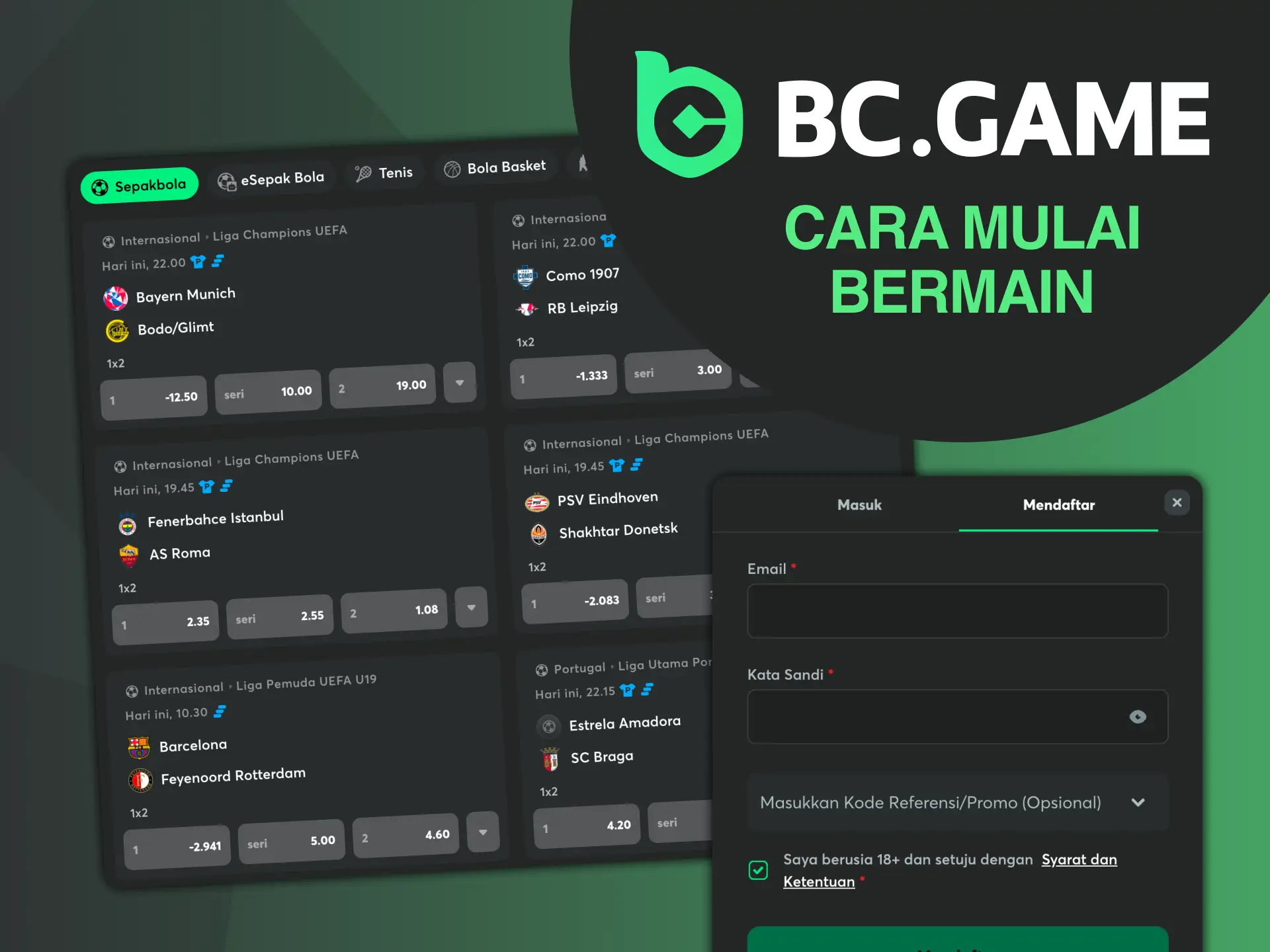Manfaatkan pendaftaran BC Game yang mudah dan mulailah bermain.